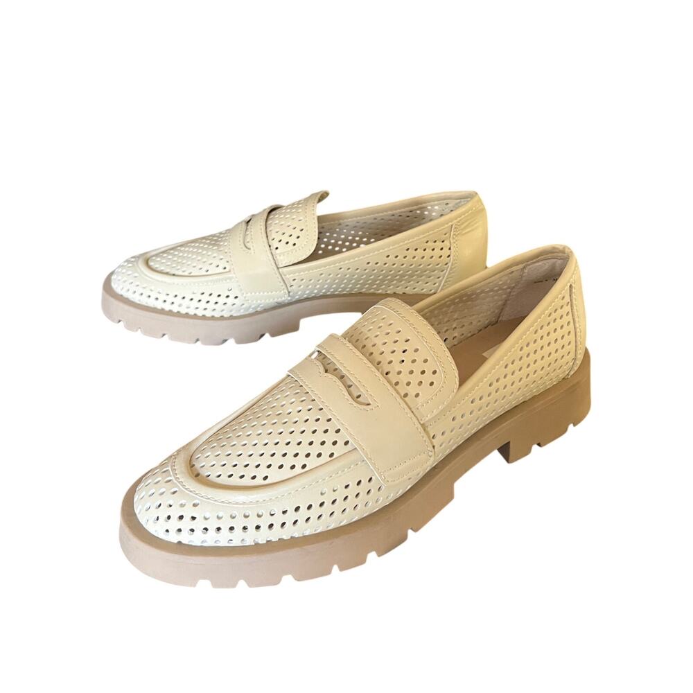 Dolce Vita Cream Lug Sole Leather Slip On Loafers Womens 9 Malila